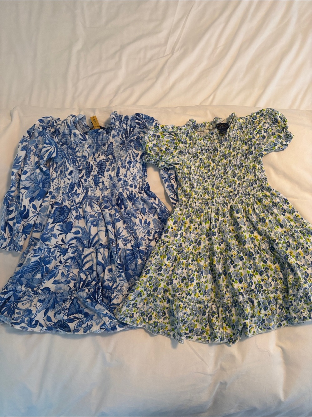 2x GUC Polo Ralph Lauren Girls' Blue Floral Smocked Dress - Size 5